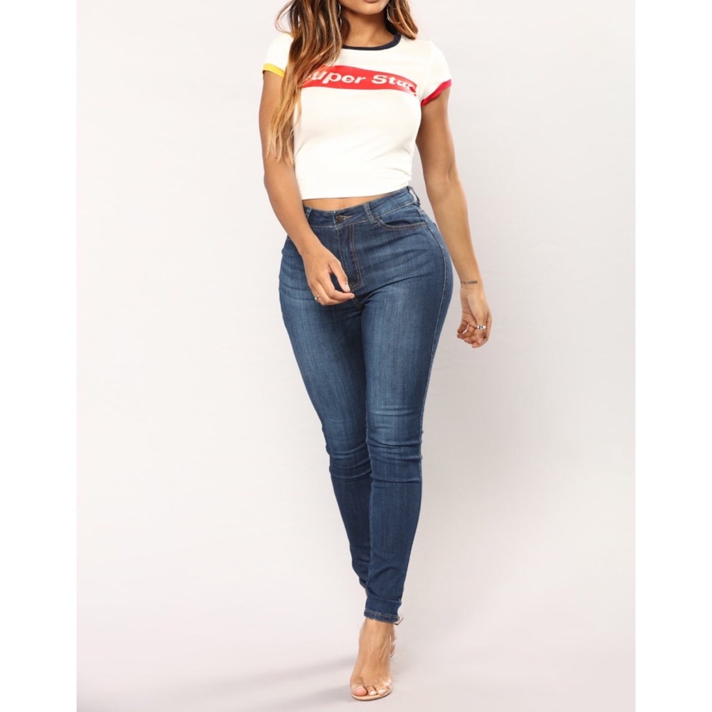 High waisted skinny jeans